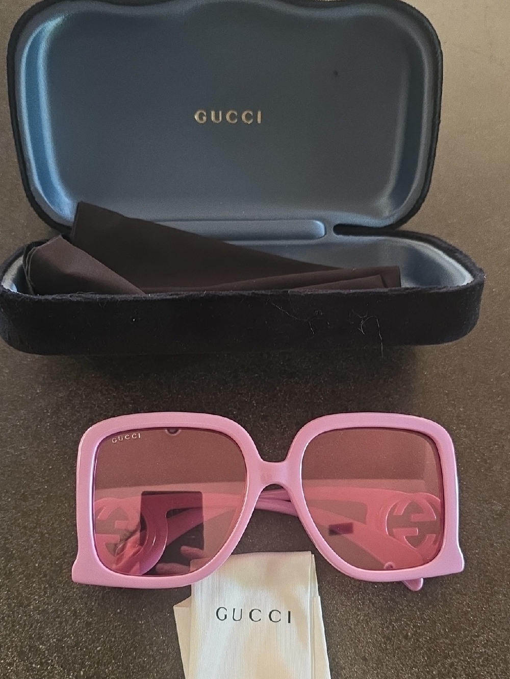 Gucci Pink Square-Frame Women's Sunglasses with Pink Lenses